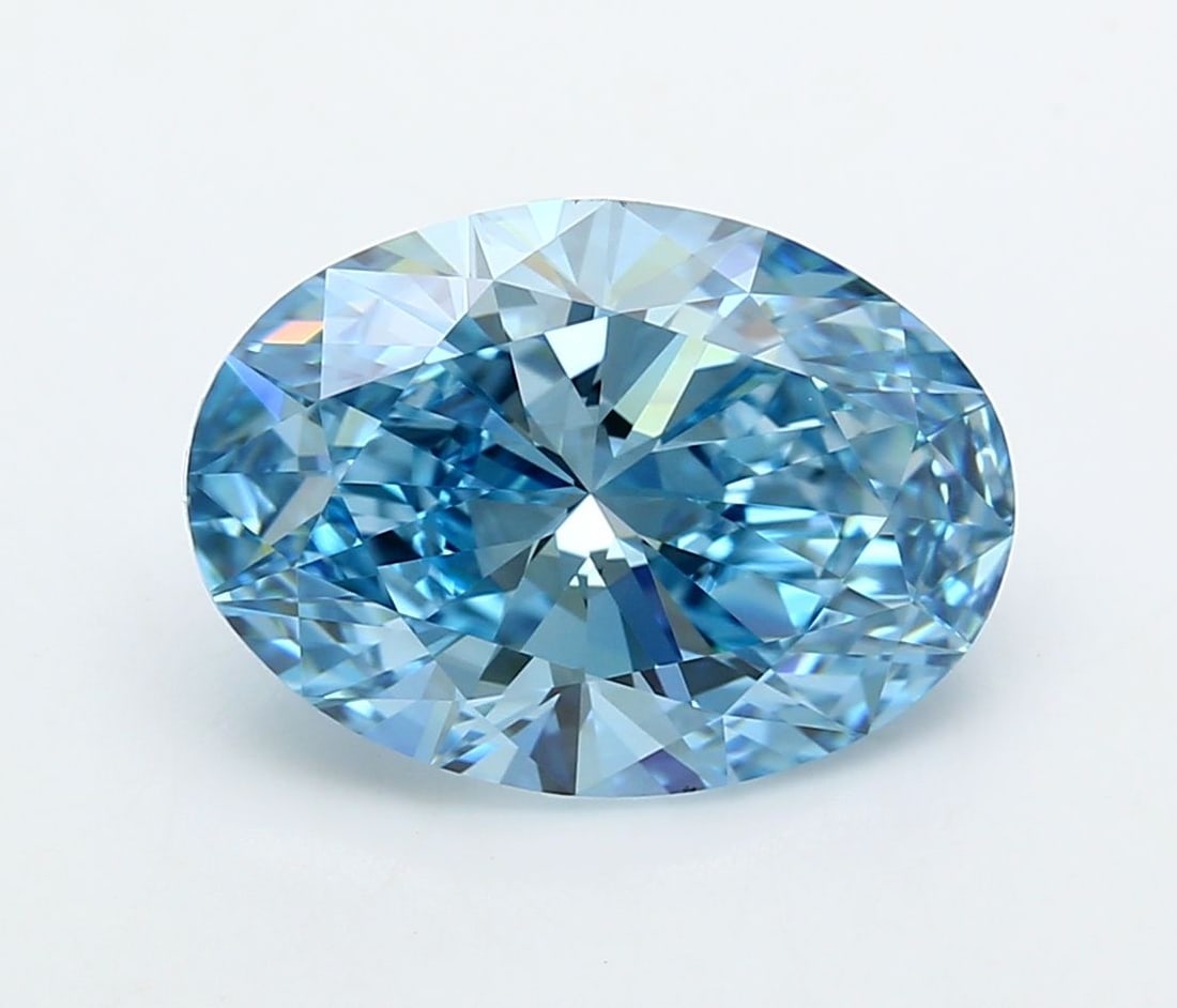 Loose Diamond - OVAL 6.08ct Fancy Vivid Blue VVS2: Loose Diamond - OVAL 6.08ct Fancy Vivid Blue VVS2 Source: This is a real non-mined Diamond that has been grown in a lab Shape: OVAL Carats: 6.08 Color: Fancy Vivid Blue Certification: IGI Video: