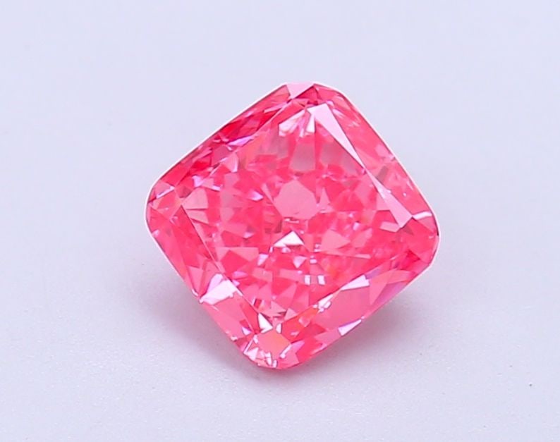 Loose Diamond - CUSHION MODIFIED 1.08ct Fancy Vivid Pink VS2: Loose Diamond - CUSHION MODIFIED 1.08ct Fancy Vivid Pink VS2 Source: This is a real non-mined Diamond that has been grown in a lab Shape: CUSHION MODIFIED Carats: 1.08 Color: Fancy Vivid Pink Certific