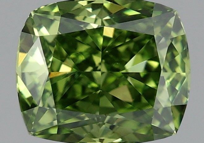 Loose Diamond - CUSHION MODIFIED 1.02ct Fancy Vivid Green VS1: Loose Diamond - CUSHION MODIFIED 1.02ct Fancy Vivid Green VS1 Source: This is a real non-mined Diamond that has been grown in a lab Shape: CUSHION MODIFIED Carats: 1.02 Color: Fancy Vivid Green Certif