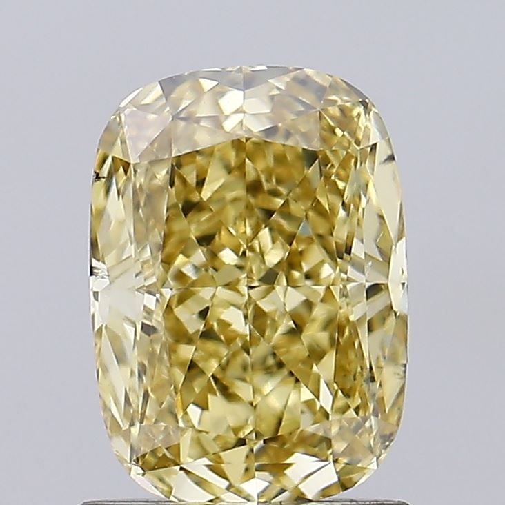 Loose Diamond - CUSHION MODIFIED 1.26ct Fancy Intense Yellow VS2: Loose Diamond - CUSHION MODIFIED 1.26ct Fancy Intense Yellow VS2 Source: This is a real non-mined Diamond that has been grown in a lab Shape: CUSHION MODIFIED Carats: 1.26 Color: Fancy Intense