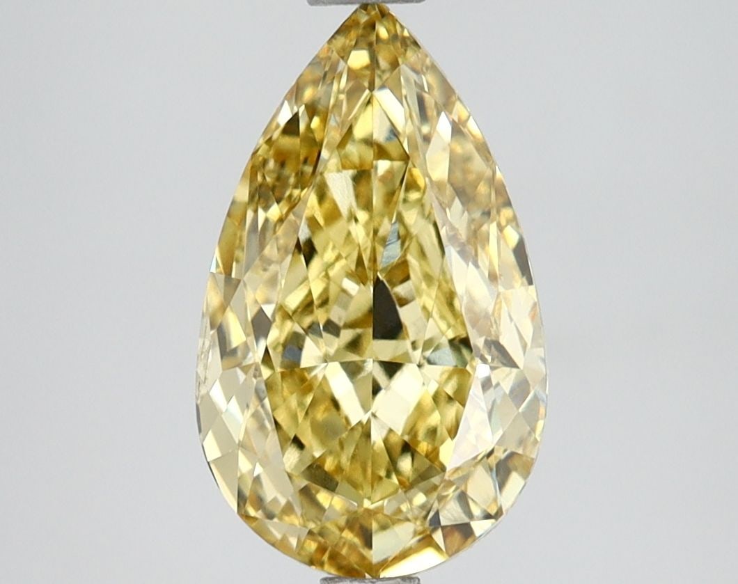 Loose Diamond - PEAR 2.55ct Fancy Vivid Yellow VS1: Loose Diamond - PEAR 2.55ct Fancy Vivid Yellow VS1 Source: This is a real non-mined Diamond that has been grown in a lab Shape: PEAR Carats: 2.55 Color: Fancy Vivid Yellow Certification: IGI Video: