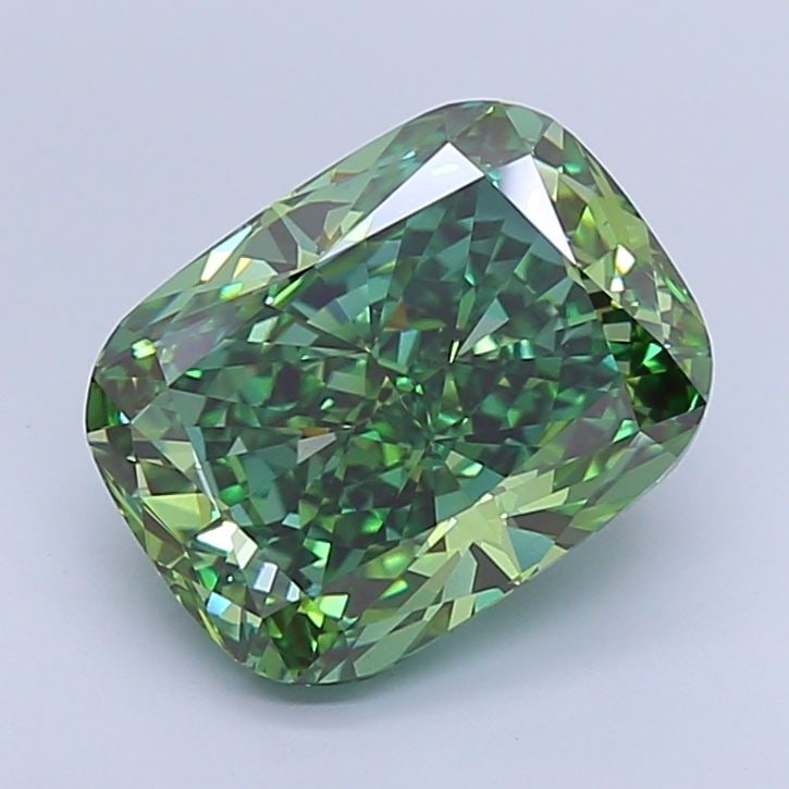 Loose Diamond - CUSHION BRILLIANT 5.65ct Fancy Vivid Green VS1 (1 of 1)