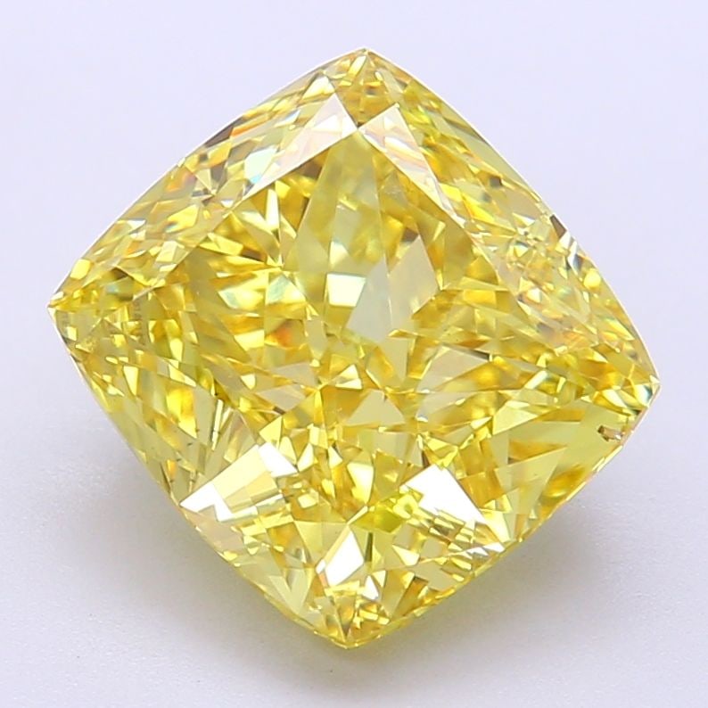 Loose Diamond - CUSHION MODIFIED 5.05ct Fancy Vivid Yellow VS2: Loose Diamond - CUSHION MODIFIED 5.05ct Fancy Vivid Yellow VS2 Source: This is a real non-mined Diamond that has been grown in a lab Shape: CUSHION MODIFIED Carats: 5.05 Color: Fancy Vivid Yellow Cert
