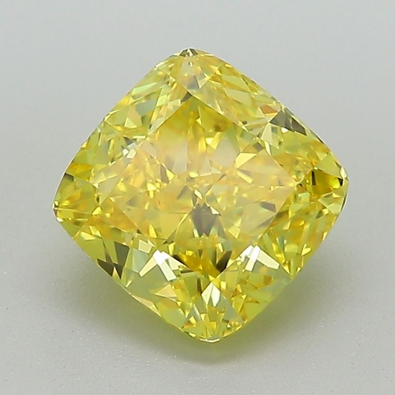 Loose Diamond - CUSHION MODIFIED 2.03ct Fancy Vivid Yellow VVS1: Loose Diamond - CUSHION MODIFIED 2.03ct Fancy Vivid Yellow VVS1 Source: This is a real non-mined Diamond that has been grown in a lab Shape: CUSHION MODIFIED Carats: 2.03 Color: Fancy Vivid Yellow Cer