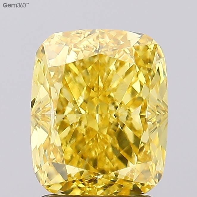 Loose Diamond - CUSHION MODIFIED 2.53ct Fancy Vivid Yellow VS1: Loose Diamond - CUSHION MODIFIED 2.53ct Fancy Vivid Yellow VS1 Source: This is a real non-mined Diamond that has been grown in a lab Shape: CUSHION MODIFIED Carats: 2.53 Color: Fancy Vivid Yellow Cert