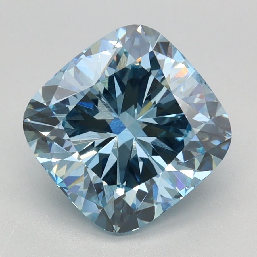 Loose Diamond - CUSHION BRILLIANT 2.52ct Fancy Intense Blue VVS2: Loose Diamond - CUSHION BRILLIANT 2.52ct Fancy Intense Blue VVS2 Source: This is a real non-mined Diamond that has been grown in a lab Shape: CUSHION BRILLIANT Carats: 2.52 Color: Fancy Intense Blue C