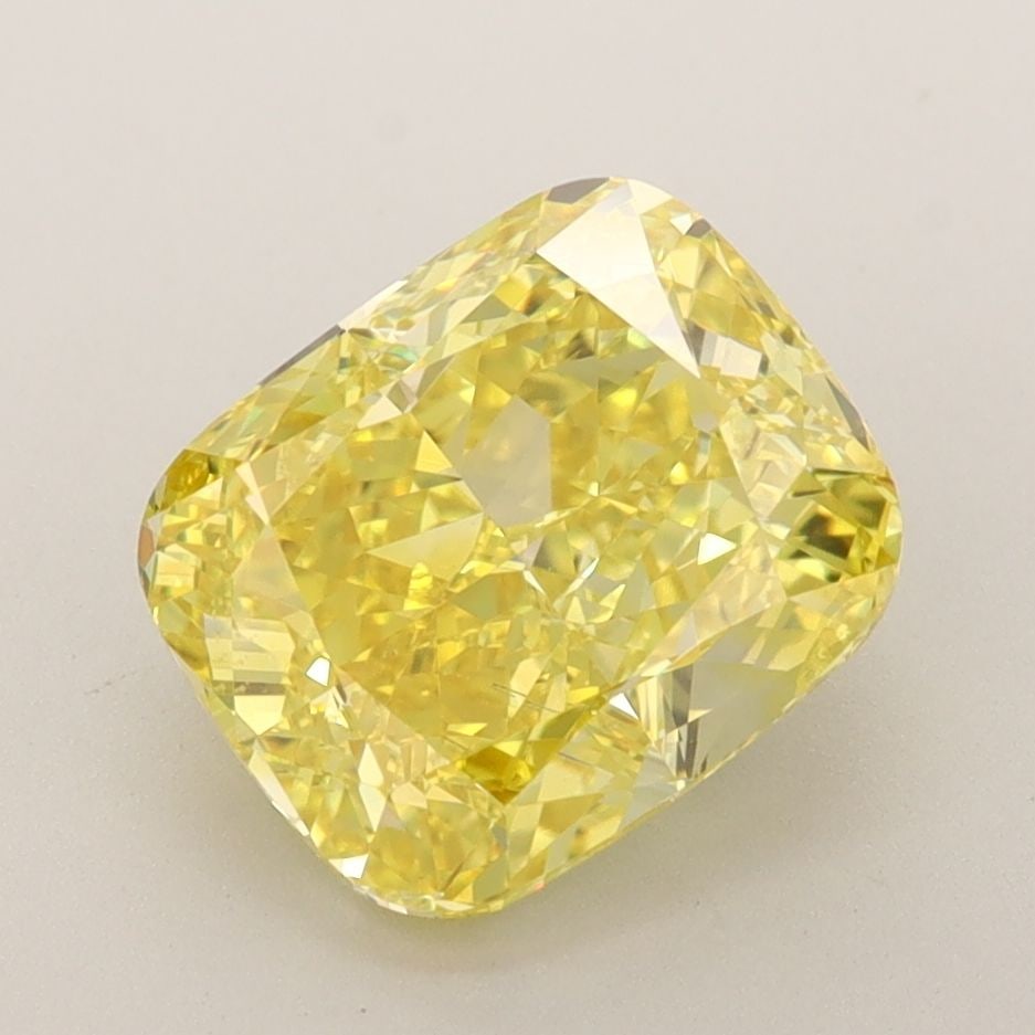 Loose Diamond - CUSHION MODIFIED 3.04ct Fancy Vivid Yellow SI1: Loose Diamond - CUSHION MODIFIED 3.04ct Fancy Vivid Yellow SI1 Source: This is a real non-mined Diamond that has been grown in a lab Shape: CUSHION MODIFIED Carats: 3.04 Color: Fancy Vivid Yellow Cert