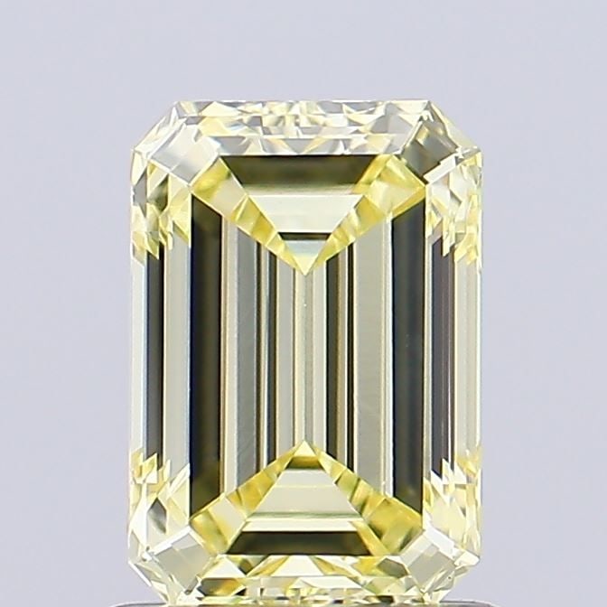 Loose Diamond - EMERALD 0.9ct Fancy Intense Yellow VS1: Loose Diamond - EMERALD 0.9ct Fancy Intense Yellow VS1 Source: This is a real non-mined Diamond that has been grown in a lab Shape: EMERALD Carats: 0.9 Color: Fancy Intense Yellow Certification: NONE