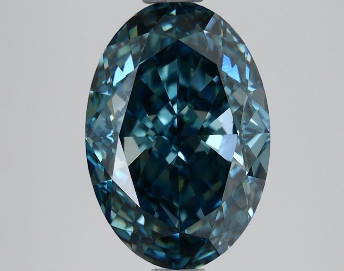 Loose Diamond - OVAL 2.58ct Fancy Vivid Green Blue VS1: Loose Diamond - OVAL 2.58ct Fancy Vivid Green Blue VS1 Source: This is a real non-mined Diamond that has been grown in a lab Shape: OVAL Carats: 2.58 Color: Fancy Vivid Green Blue Certification: IGI