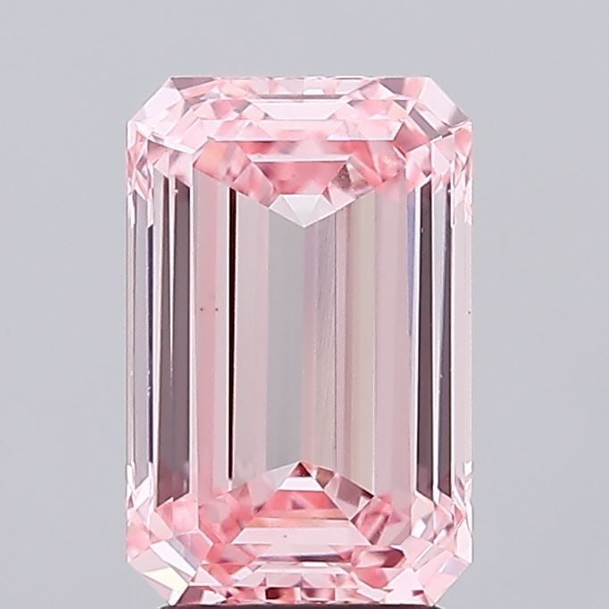Loose Diamond - EMERALD 3.13ct Fancy Vivid Pink VS1: Loose Diamond - EMERALD 3.13ct Fancy Vivid Pink VS1 Source: This is a real non-mined Diamond that has been grown in a lab Shape: EMERALD Carats: 3.13 Color: Fancy Vivid Pink Certification: IGI Video: