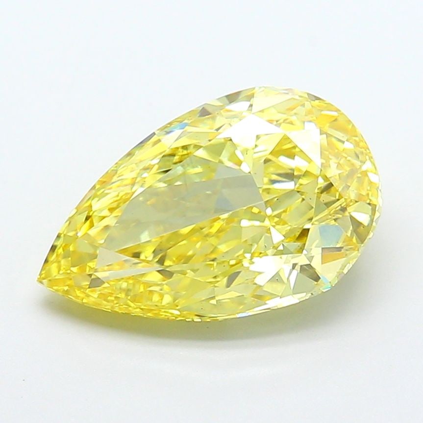 Loose Diamond - PEAR 5.02ct Fancy Vivid Yellow VS2: Loose Diamond - PEAR 5.02ct Fancy Vivid Yellow VS2 Source: This is a real non-mined Diamond that has been grown in a lab Shape: PEAR Carats: 5.02 Color: Fancy Vivid Yellow Certification: IGI Video: