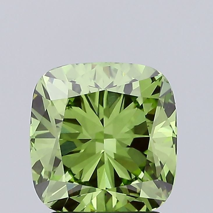 Loose Diamond - CUSHION BRILLIANT 2.05ct Fancy Vivid Green VS1: Loose Diamond - CUSHION BRILLIANT 2.05ct Fancy Vivid Green VS1 Source: This is a real non-mined Diamond that has been grown in a lab Shape: CUSHION BRILLIANT Carats: 2.05 Color: Fancy Vivid Green Cert