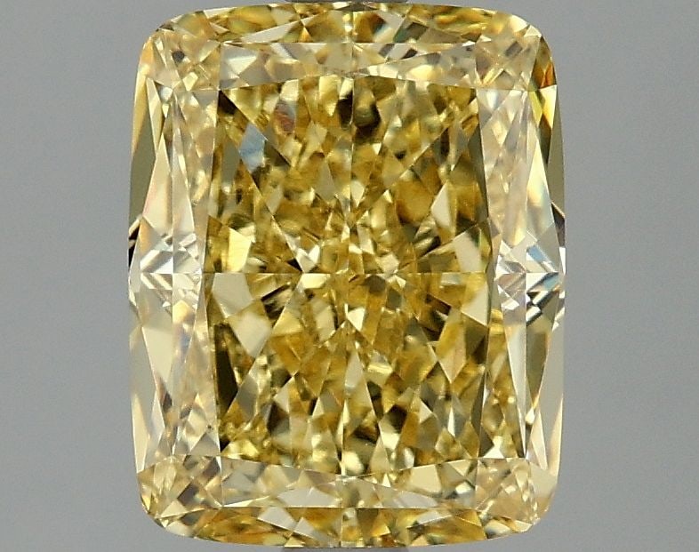 Loose Diamond - CUSHION MODIFIED 3.03ct Fancy Vivid Yellow VS1: Loose Diamond - CUSHION MODIFIED 3.03ct Fancy Vivid Yellow VS1 Source: This is a real non-mined Diamond that has been grown in a lab Shape: CUSHION MODIFIED Carats: 3.03 Color: Fancy Vivid Yellow Cert