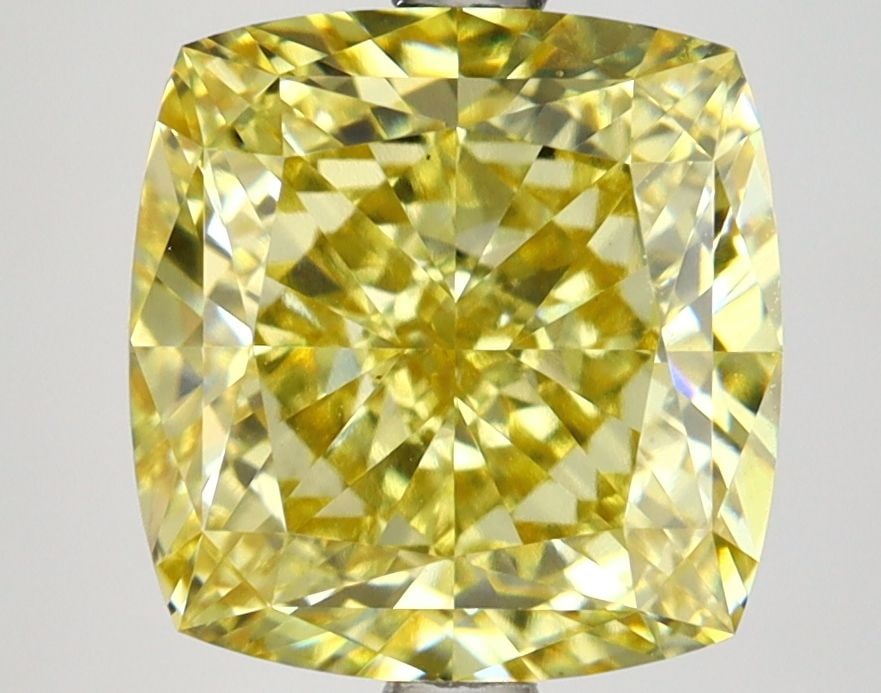 Loose Diamond - CUSHION MODIFIED 4.83ct Fancy Vivid Yellow VS1: Loose Diamond - CUSHION MODIFIED 4.83ct Fancy Vivid Yellow VS1 Source: This is a real non-mined Diamond that has been grown in a lab Shape: CUSHION MODIFIED Carats: 4.83 Color: Fancy Vivid Yellow Cert