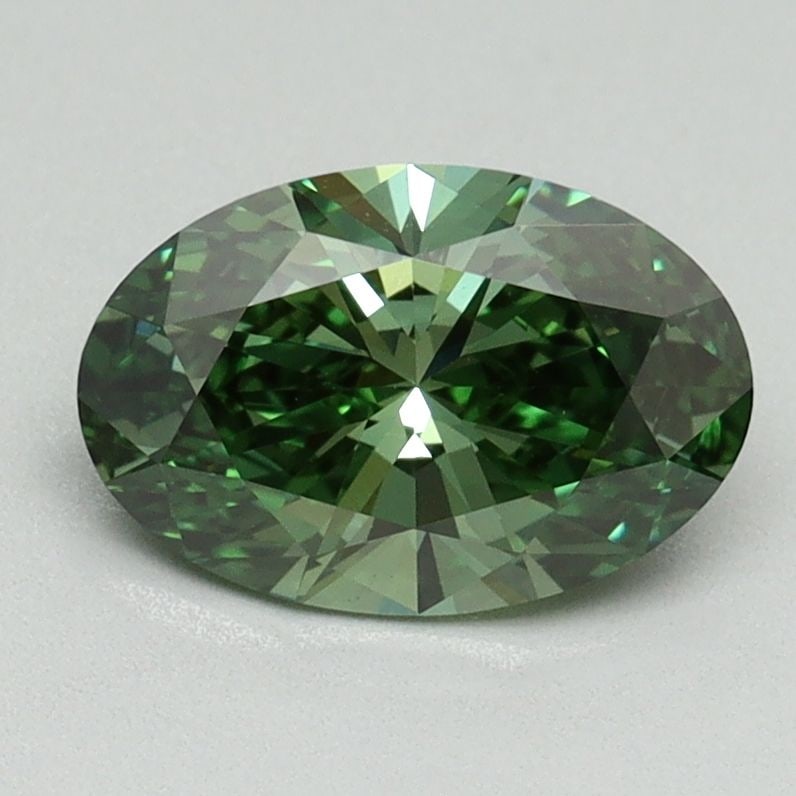 Loose Diamond - OVAL 1.23ct Fancy Vivid Green VS1: Loose Diamond - OVAL 1.23ct Fancy Vivid Green VS1 Source: This is a real non-mined Diamond that has been grown in a lab Shape: OVAL Carats: 1.23 Color: Fancy Vivid Green Certification: IGI Video: