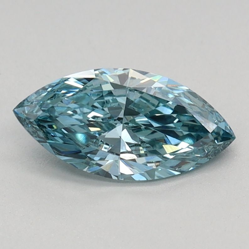 Loose Diamond - MARQUISE 0.52ct Fancy Vivid Greenish Blue VS1: Loose Diamond - MARQUISE 0.52ct Fancy Vivid Greenish Blue VS1 Source: This is a real non-mined Diamond that has been grown in a lab Shape: MARQUISE Carats: 0.52 Color: Fancy Vivid Greenish Blue