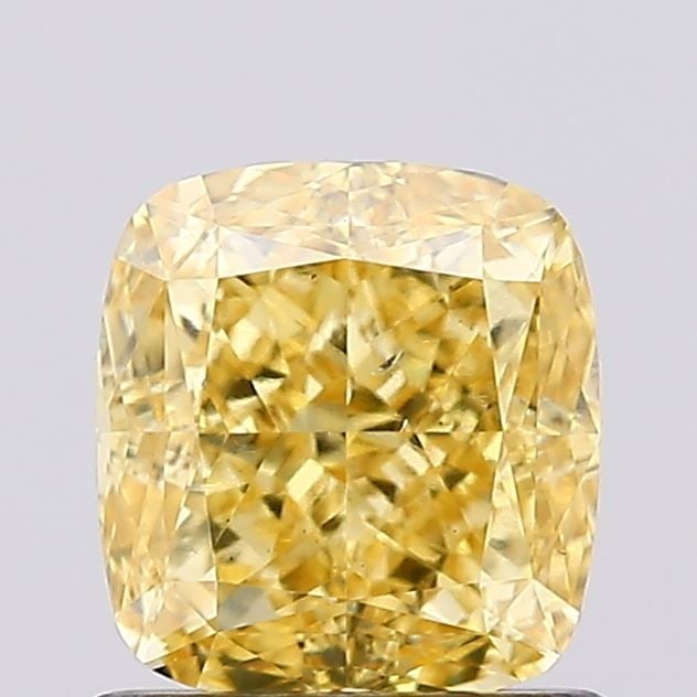 Loose Diamond - CUSHION MODIFIED 1.02ct Fancy Vivid Yellow VS2: Loose Diamond - CUSHION MODIFIED 1.02ct Fancy Vivid Yellow VS2 Source: This is a real non-mined Diamond that has been grown in a lab Shape: CUSHION MODIFIED Carats: 1.02 Color: Fancy Vivid Yellow Cert