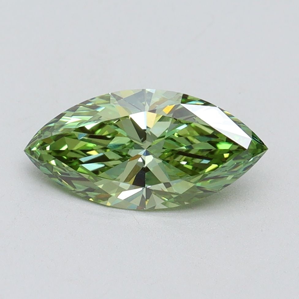 Loose Diamond - MARQUISE 1.0ct Fancy Vivid Green VVS2: Loose Diamond - MARQUISE 1.0ct Fancy Vivid Green VVS2 Source: This is a real non-mined Diamond that has been grown in a lab Shape: MARQUISE Carats: 1.0 Color: Fancy Vivid Green Certification: IGI Vide