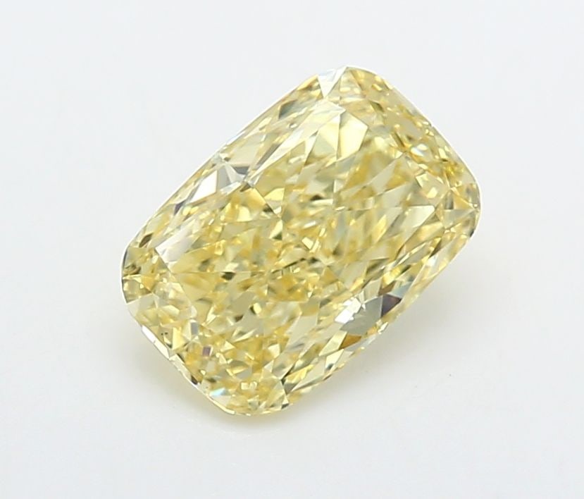 Loose Diamond - CUSHION MODIFIED 1.58ct Fancy Yellow VS1: Loose Diamond - CUSHION MODIFIED 1.58ct Fancy Yellow VS1 Source: This is a real non-mined Diamond that has been grown in a lab Shape: CUSHION MODIFIED Carats: 1.58 Color: Fancy Yellow Certification: I