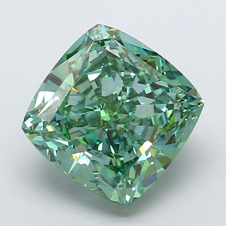 Loose Diamond - CUSHION MODIFIED 5.21ct Fancy Vivid Green VVS2: Loose Diamond - CUSHION MODIFIED 5.21ct Fancy Vivid Green VVS2 Source: This is a real non-mined Diamond that has been grown in a lab Shape: CUSHION MODIFIED Carats: 5.21 Color: Fancy Vivid Green Certi