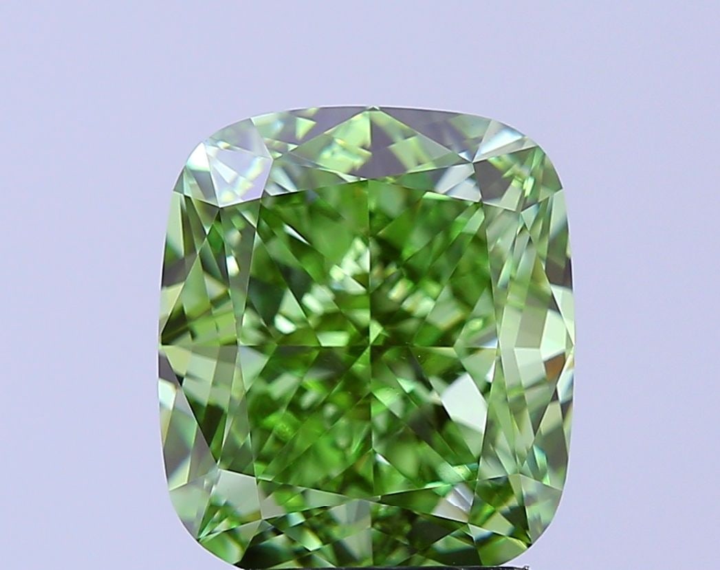 Loose Diamond - CUSHION MODIFIED 4.03ct Fancy Vivid Green VVS2: Loose Diamond - CUSHION MODIFIED 4.03ct Fancy Vivid Green VVS2 Source: This is a real non-mined Diamond that has been grown in a lab Shape: CUSHION MODIFIED Carats: 4.03 Color: Fancy Vivid Green Certi
