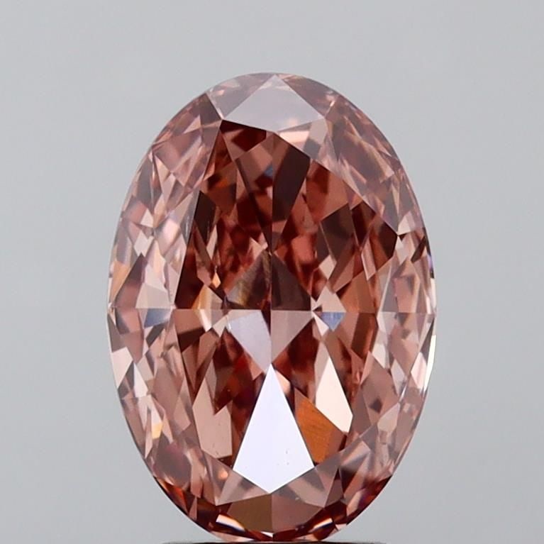 Loose Diamond - OVAL 3.02ct Fancy Vivid Brownish Pink VS2 (1 of 1)