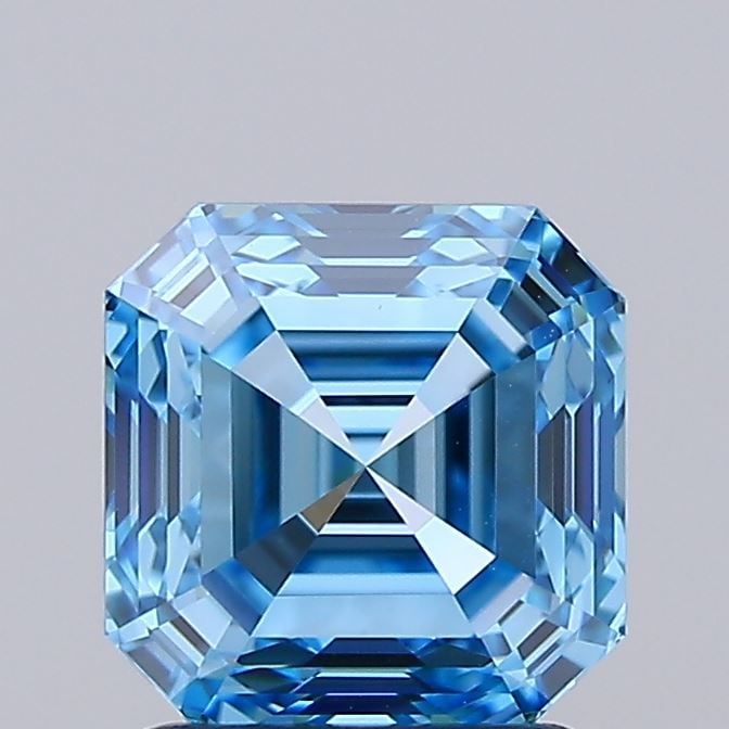 Loose Diamond - ASSCHER 1.73ct Fancy Vivid Blue VVS2: Loose Diamond - ASSCHER 1.73ct Fancy Vivid Blue VVS2 Source: This is a real non-mined Diamond that has been grown in a lab Shape: ASSCHER Carats: 1.73 Color: Fancy Vivid Blue Certification: IGI Video: