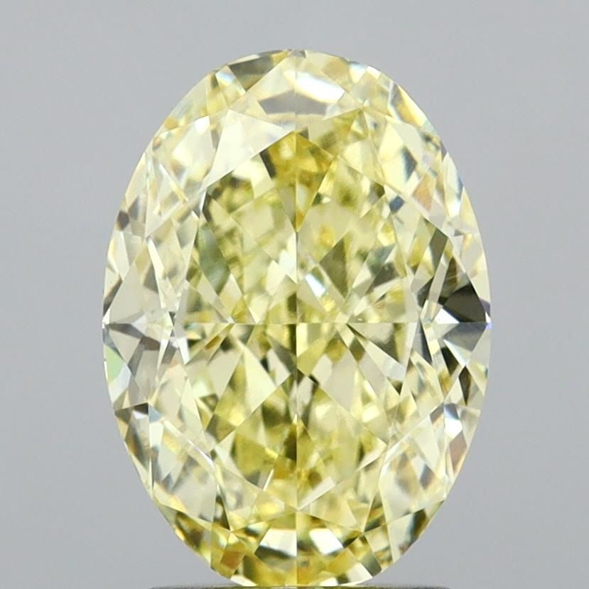 Loose Diamond - OVAL 2.5ct Fancy Light Yellow VVS2: Loose Diamond - OVAL 2.5ct Fancy Light Yellow VVS2 Source: This is a real non-mined Diamond that has been grown in a lab Shape: OVAL Carats: 2.5 Color: Fancy Light Yellow Certification: IGI Video: