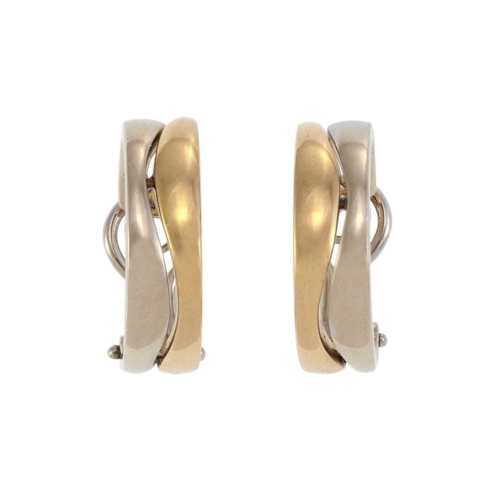 Cartier Puzzle 18k Gold Double Wave Hoop Earrings (1 of 6)