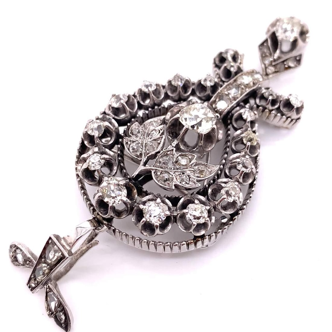 Victorian Diamond Pin 4.90 Ct 14k White Gold Antique Jewelry (1 of 2)