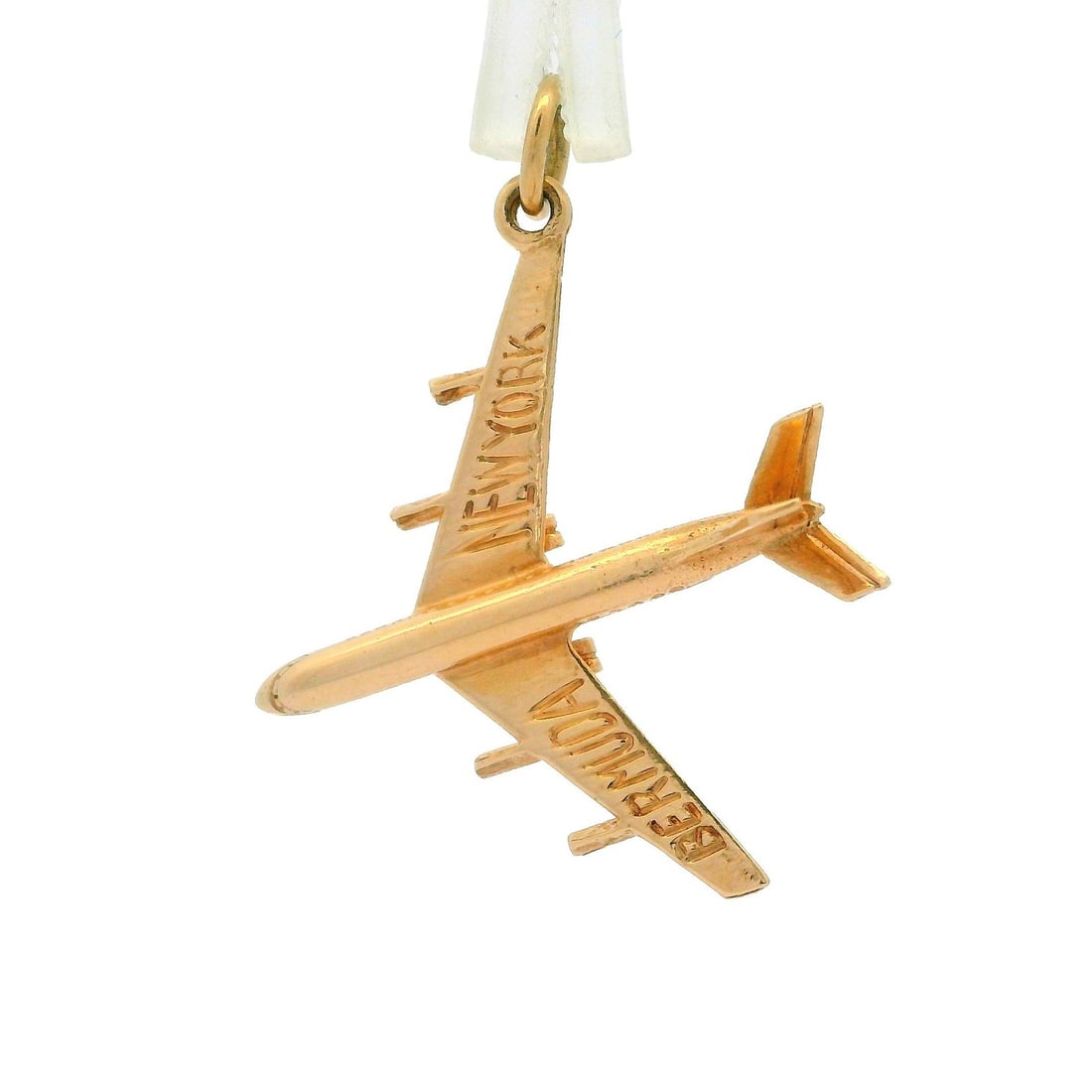 Vintage 14k Yellow Gold 3D Airplane Charm Pendant (1 of 5)
