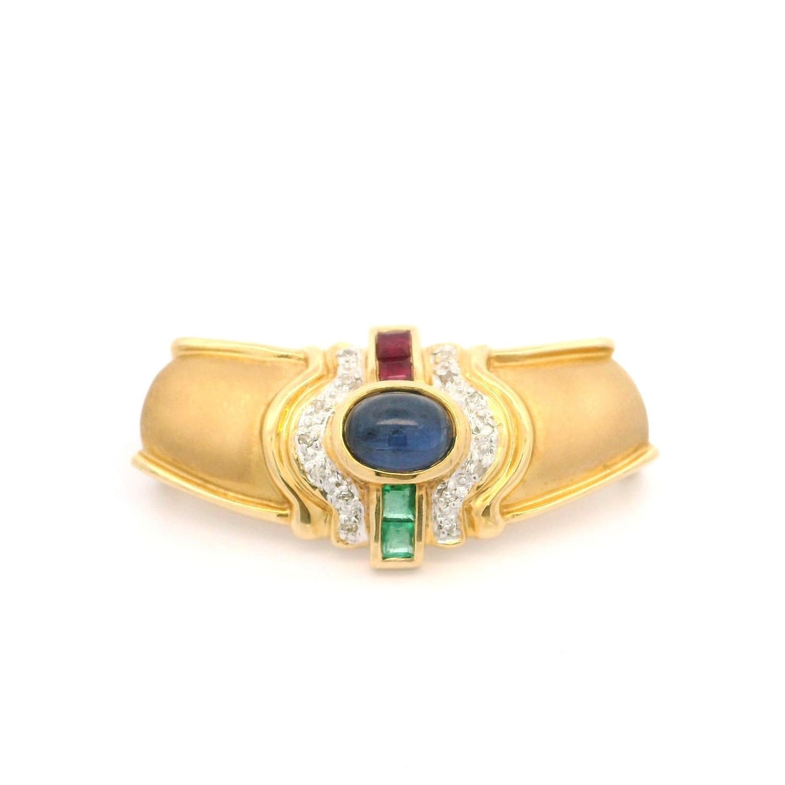 14k Yellow Gold Wide Slide Pendant with Sapphire Ruby Emerald Diamonds (1 of 5)