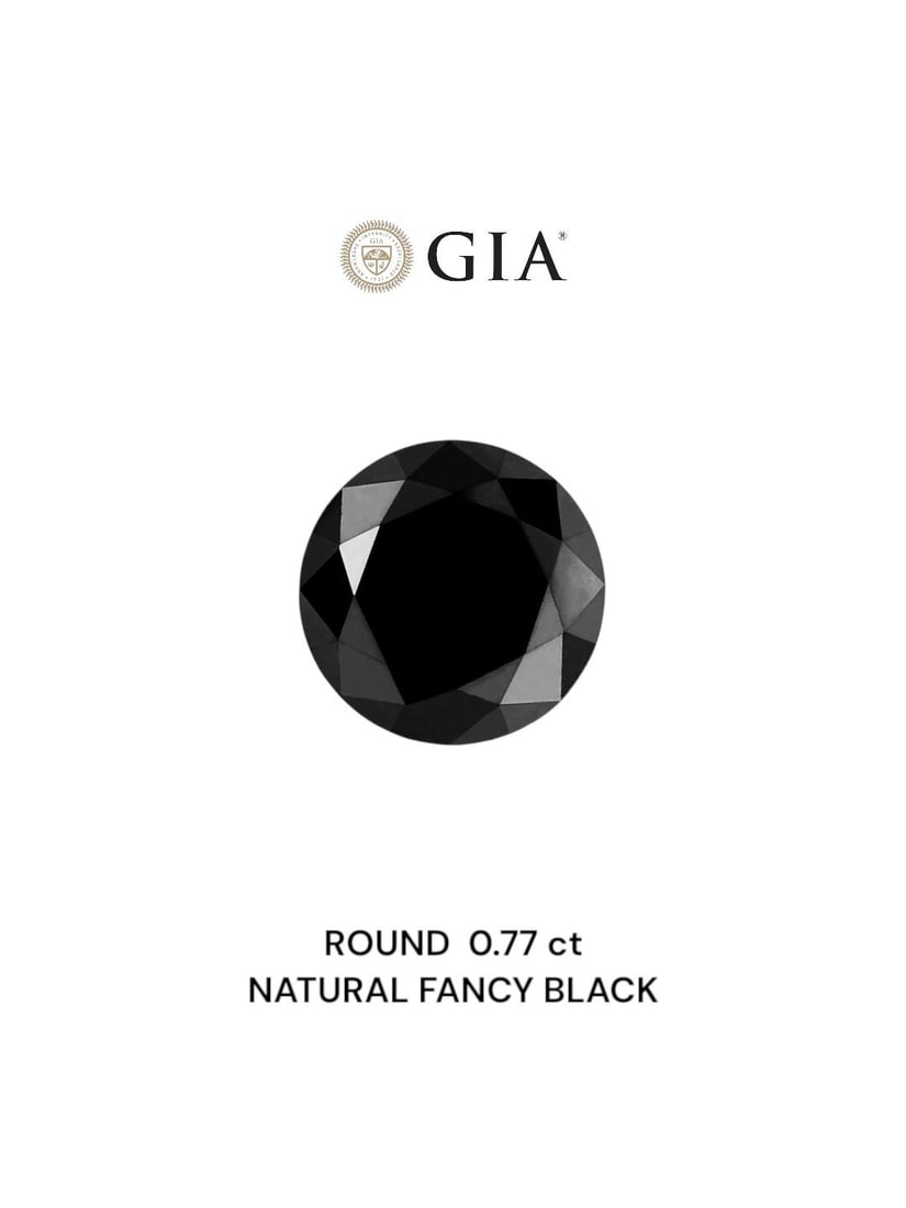 Loose Diamond - ROUND 0.77ct Fancy Black VVS2: Loose Diamond - ROUND 0.77ct Fancy Black VVS2 Source: Natural Shape: ROUND Carats: 0.77 Color: Fancy Black Certification: GIA Video: