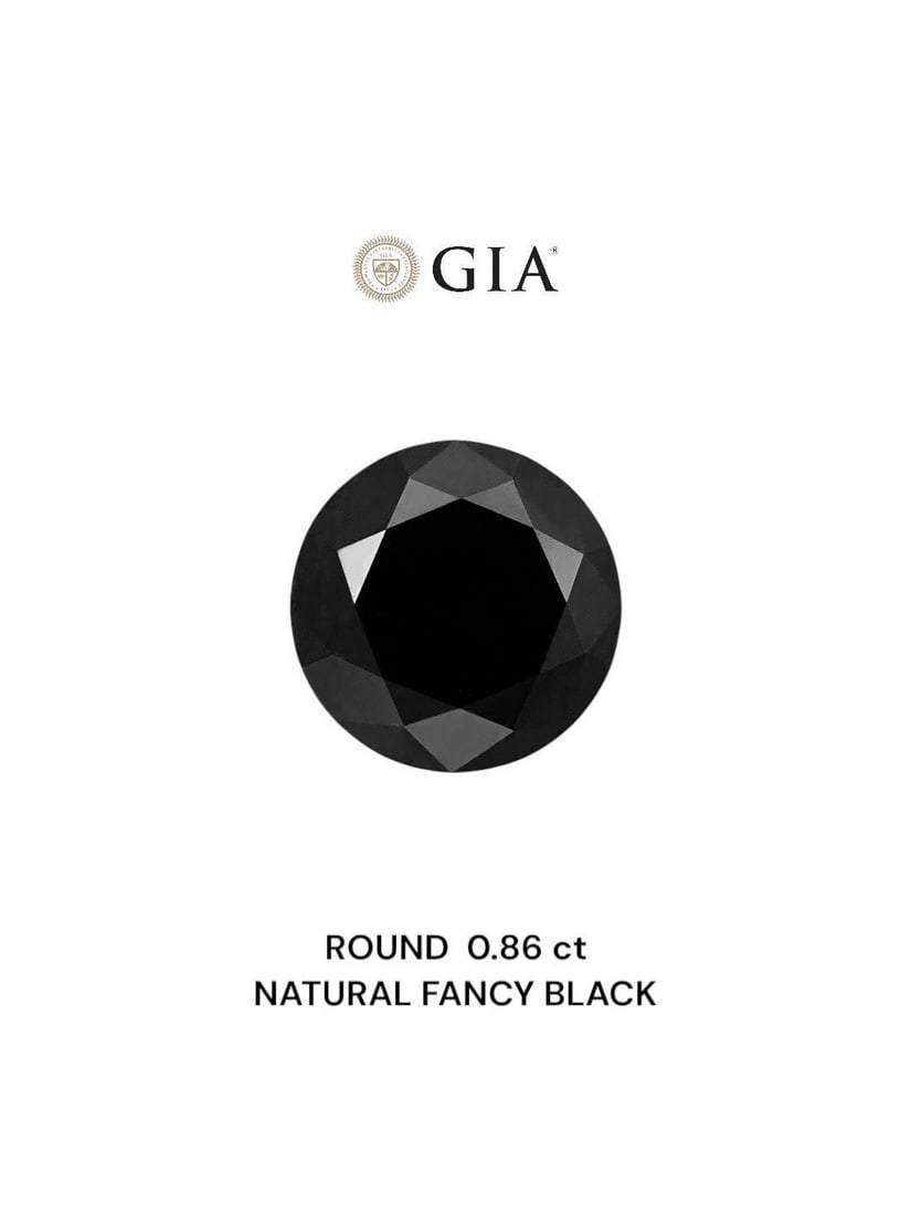 Loose Diamond - ROUND 0.86ct Fancy Black VVS2: Loose Diamond - ROUND 0.86ct Fancy Black VVS2 Source: Natural Shape: ROUND Carats: 0.86 Color: Fancy Black Certification: GIA PLEASE NOTE: Framed, Large, or heavy items do not have shipping costs incl