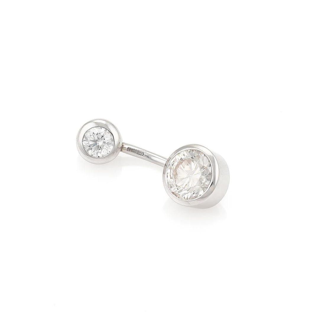 14k White Gold Belly Button Ring 2.50ct Diamond Solitaire: 14k White Gold Belly Button Ring 2.50ct Diamond Solitaire This stunning belly button ring is designed in luxurious 14k white gold, featuring a polished finish that adds to its charm. It showcases a ma