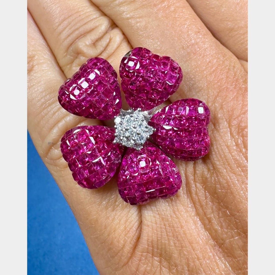 18K White Gold Ruby Diamond Ring 13.30 Ct Rubies 0.35 Ct Diamonds (1 of 5)