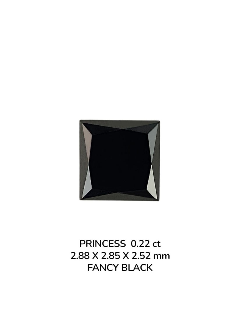 Loose Diamond - PRINCESS 0.22ct Fancy Black VVS2: Loose Diamond - PRINCESS 0.22ct Fancy Black VVS2 Source: Natural Shape: PRINCESS Carats: 0.22 Color: Fancy Black Certification: NONE PLEASE NOTE: Framed, Large, or heavy items do not have shipping cos