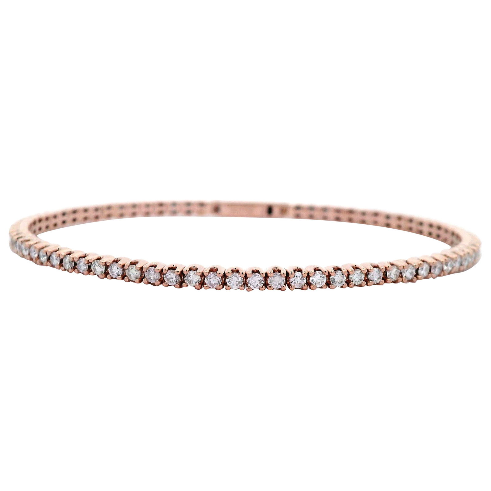 1.85ct Diamond Tennis Bangle Bracelet in 14k Rose Gold (1 of 4)