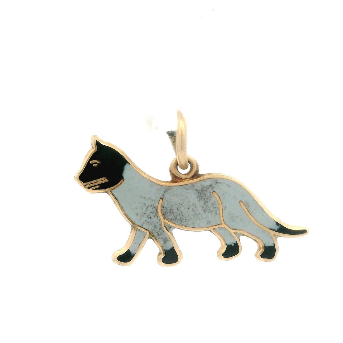 14k Yellow Gold Siamese Cat Charm Pendant with Enamel (1 of 5)