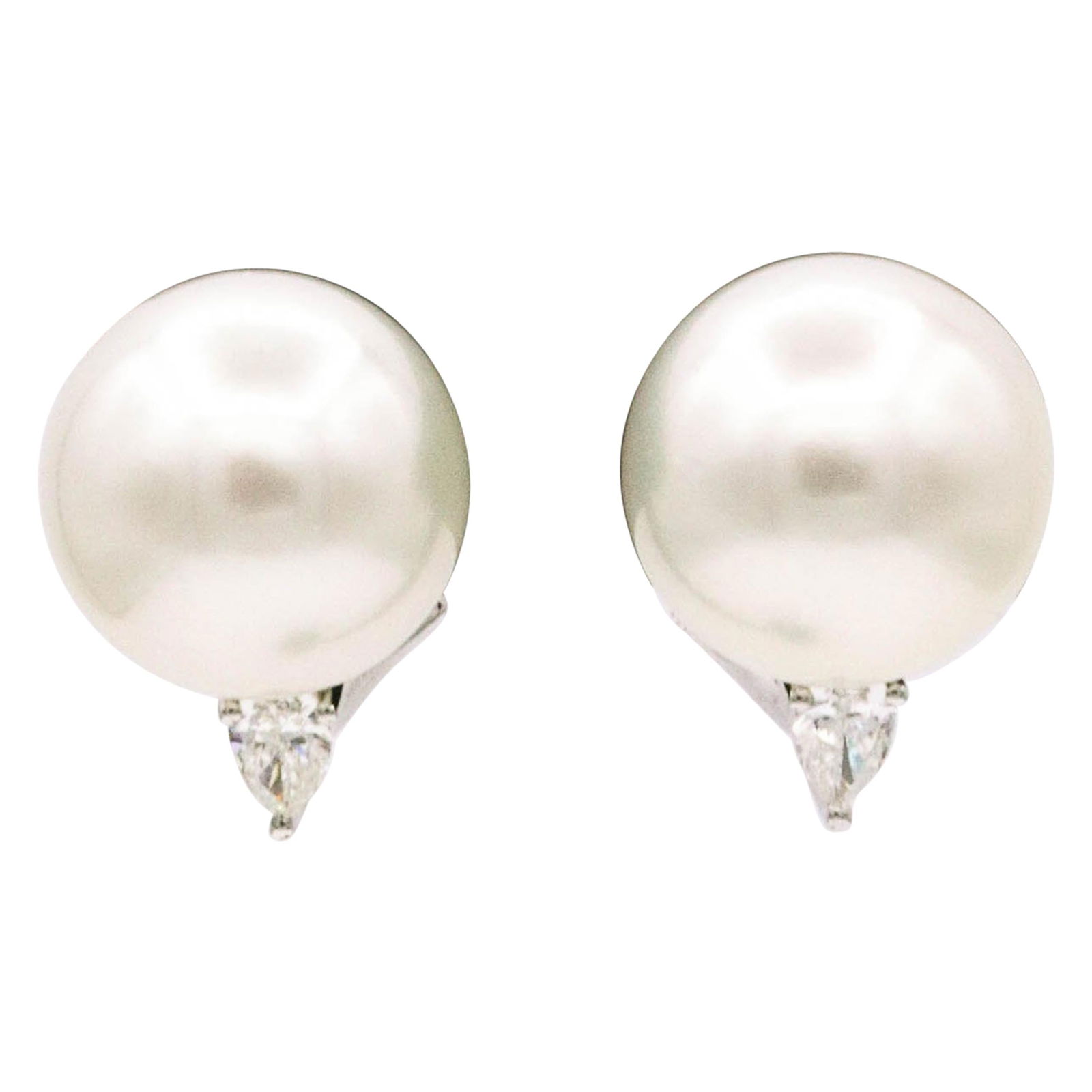 Harbor Diamonds 18k White Gold South Sea Pearl Diamond Earrings 0.38 Carat (1 of 8)
