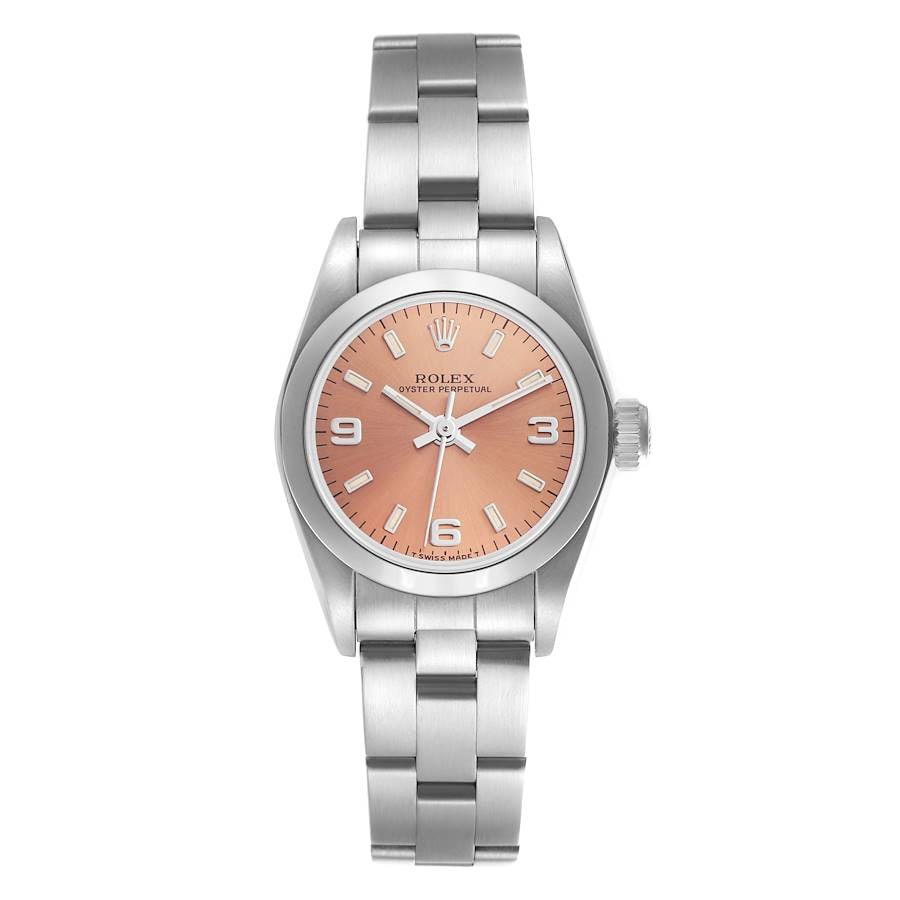 Ladies Rolex Oyster Perpetual Ref 67180 Salmon Pink Dial With Papers 1998 (1 of 5)