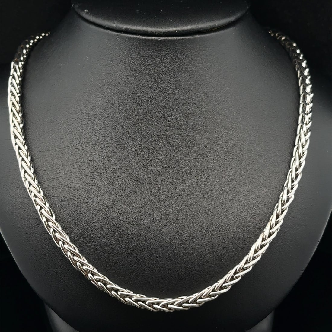 14k White Gold 24 Inch 4mm Wheat Link Chain Necklace Lobster Clasp (1 of 5)