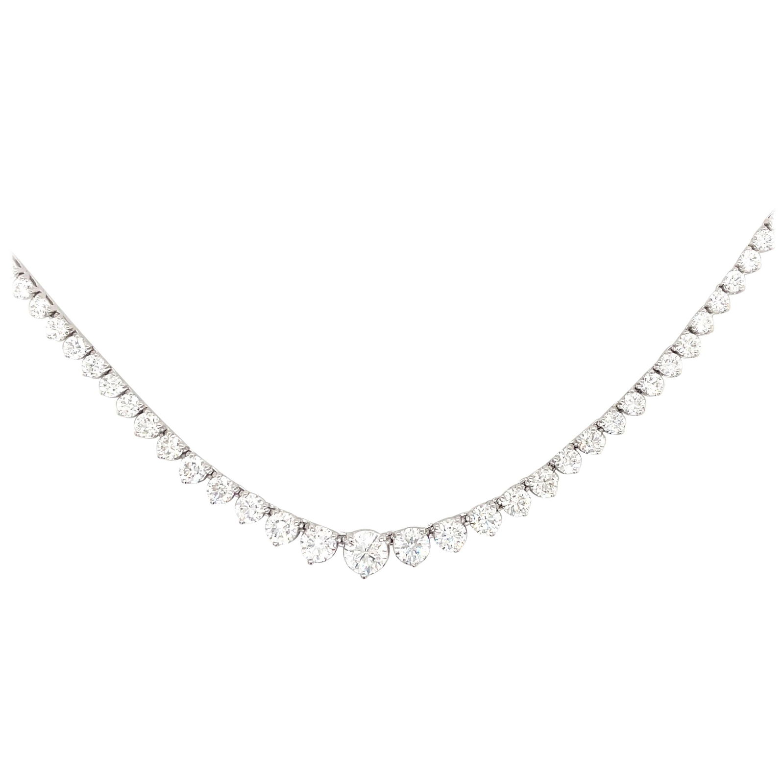 Harbor Diamonds 8.26ct G-H SI Diamond Riviere Necklace in 14K White Gold: Harbor Diamonds 8.26ct G-H SI Diamond Riviere Necklace in 14K White Gold This exquisite Diamond Graduated Riviere Necklace is crafted from rhodium plated 14K white gold and showcases stunning round cu