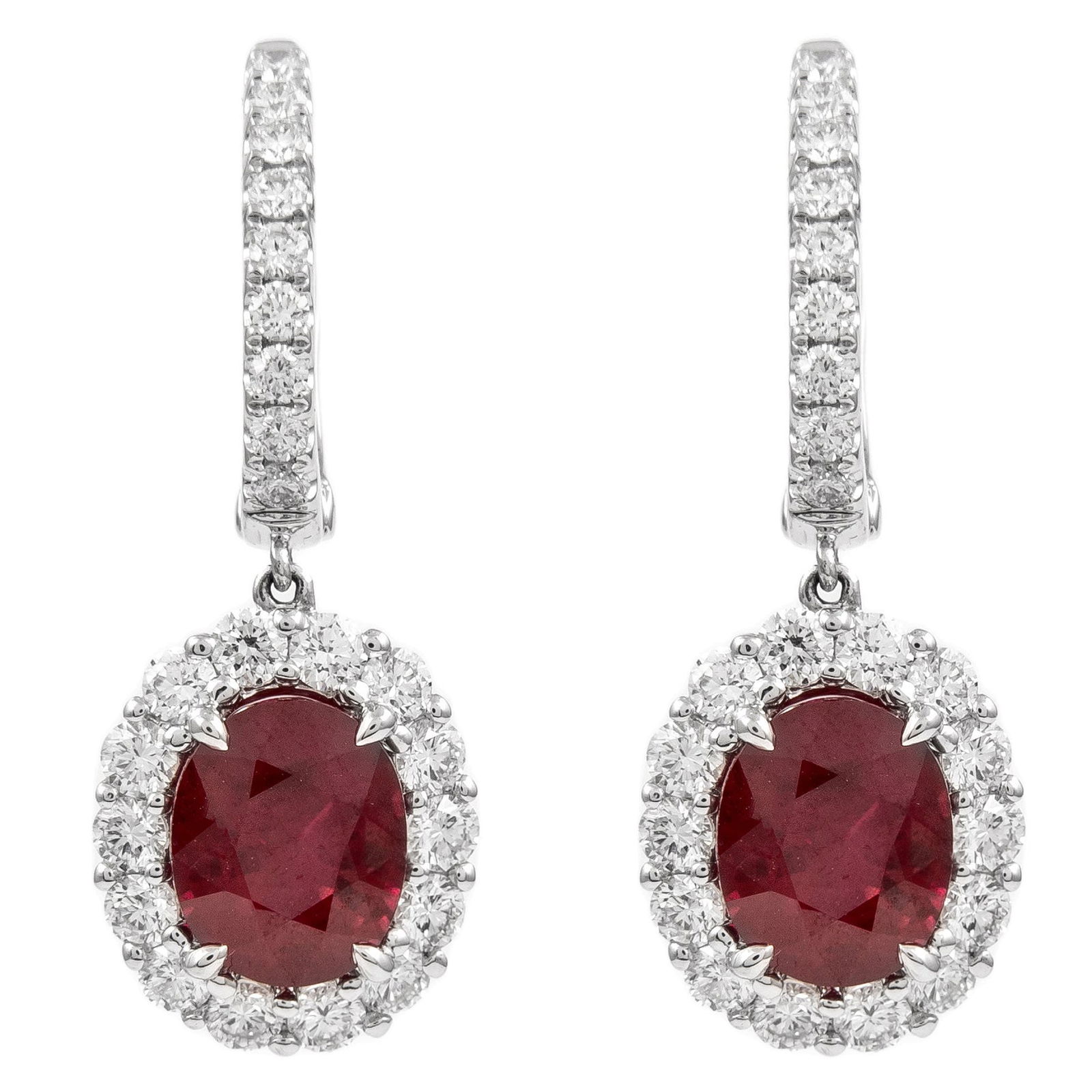 4.91ct Oval Burmese Ruby Diamond Earrings 18k (1 of 4)