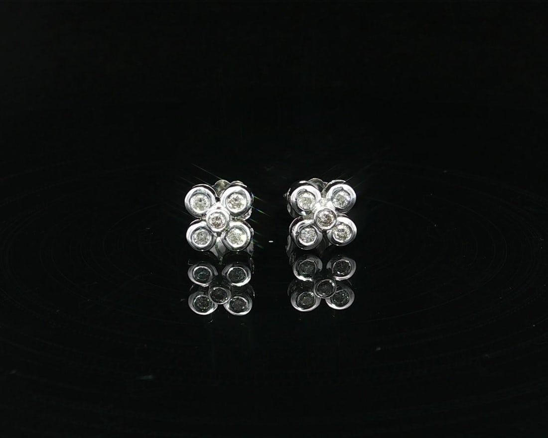18k White Gold .25ctw Round Diamond Flower Stud Earrings (1 of 11)