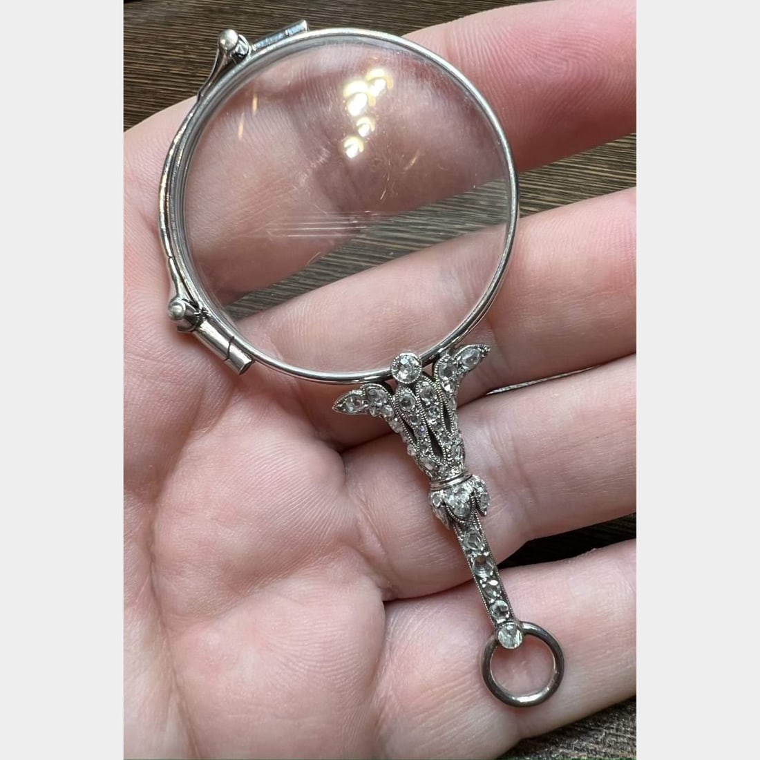 Art Deco Platinum Diamond Lorgnette 2.50 Ct Vintage Elegance (1 of 4)