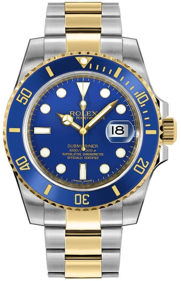 Rolex Submariner 116613LB Blue Dial Oyster Bracelet New Style Card 2015: Rolex Submariner 116613LB Blue Dial Oyster Bracelet New Style Card 2015 This is a men's Rolex Submariner watch, reference 116613LB, featuring a blue dial and ceramic bezel. It comes with an Oyster bra