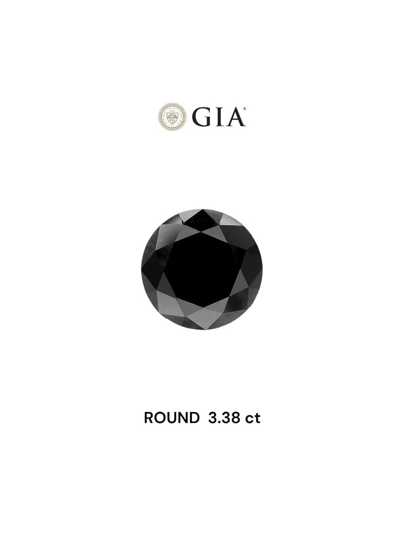 Loose Diamond - ROUND 3.38ct Fancy Black VVS2: Loose Diamond - ROUND 3.38ct Fancy Black VVS2 Source: Natural Shape: ROUND Carats: 3.38 Color: Fancy Black Certification: GIA Video: