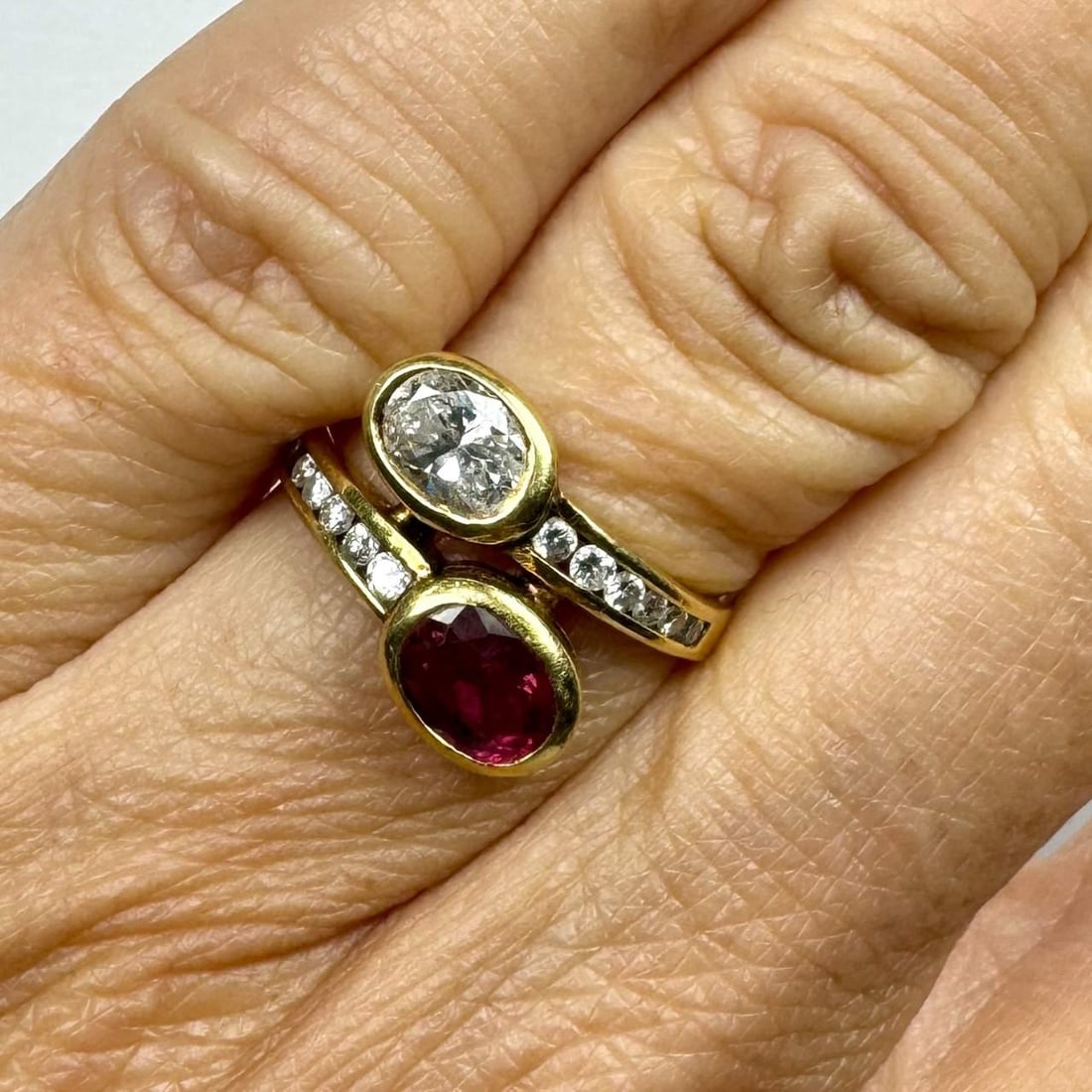 18K Yellow Gold Diamond Ruby Ring 0.55 Ct Diamond 0.70 Ct Ruby - 4
