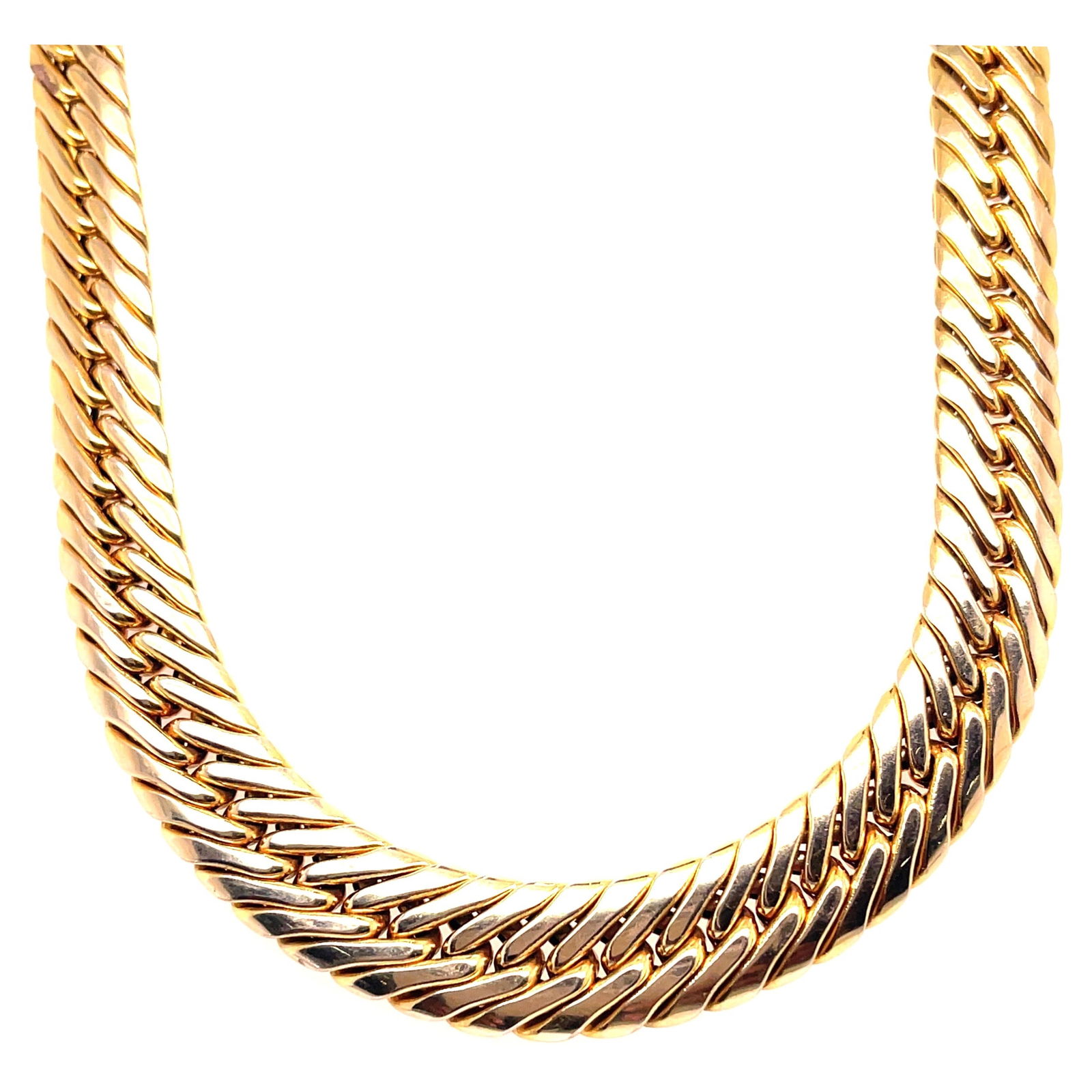 UnoAErre Contemporary Snake Motif Necklace 14K Yellow Gold Italy 36.1g 16.5in (1 of 8)